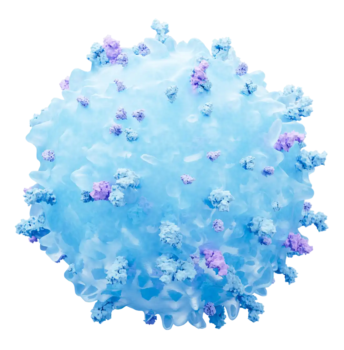 3D scientific rendering of a lymphocyte cell showcasing surface receptors for advanced immunotherapy applications.