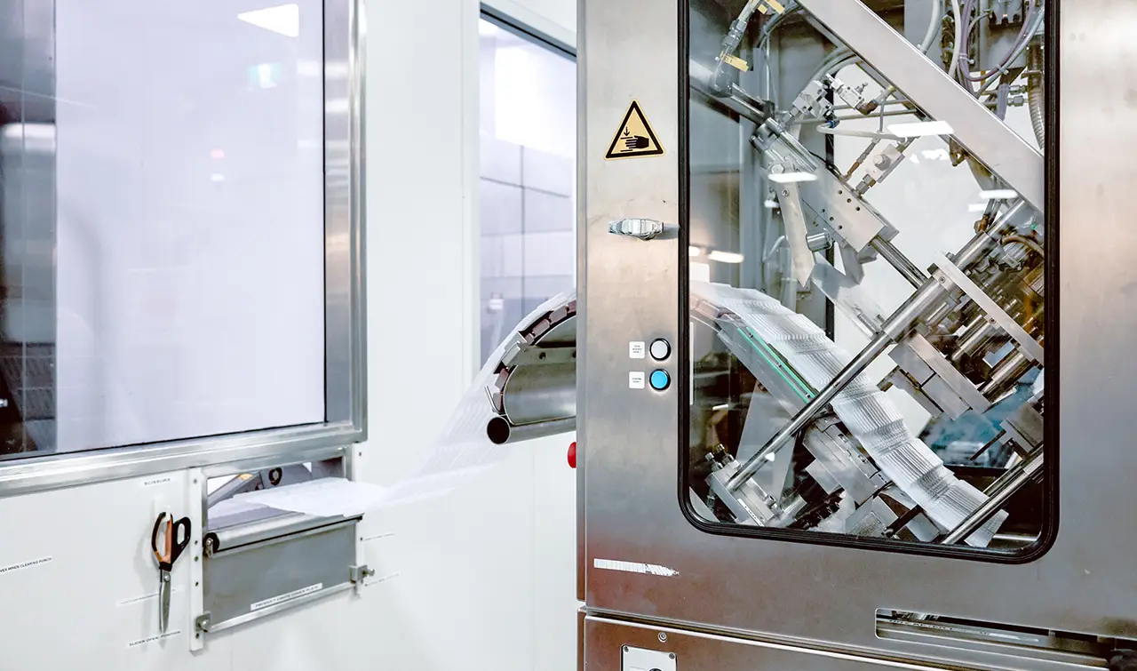 Automated machinery used for the secondary packaging and inspection of clinical and commercial drug products.